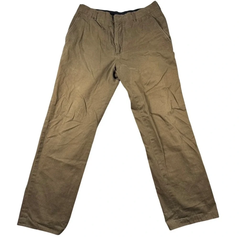 Banana Republic Mens Straight Dress Chino Brown Pants 35x32 Cotton Twill‎ *read*